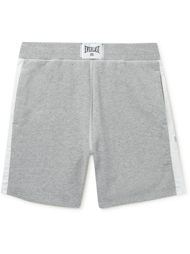 Photo: REIGNING CHAMP - Everlast Wide-Leg Striped Loopback Cotton-Blend Jersey Shorts - Gray - L