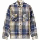 Wax London Men's Whiting Spear Check Overshirt in Navy/Yellow