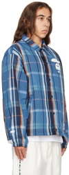 AAPE by A Bathing Ape Blue Check Reversible Jacket
