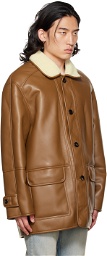 DRAE SSENSE Exclusive Brown Faux-Leather Jacket