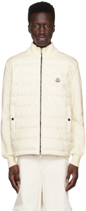 Photo: Moncler White Mock Neck Down Cardigan