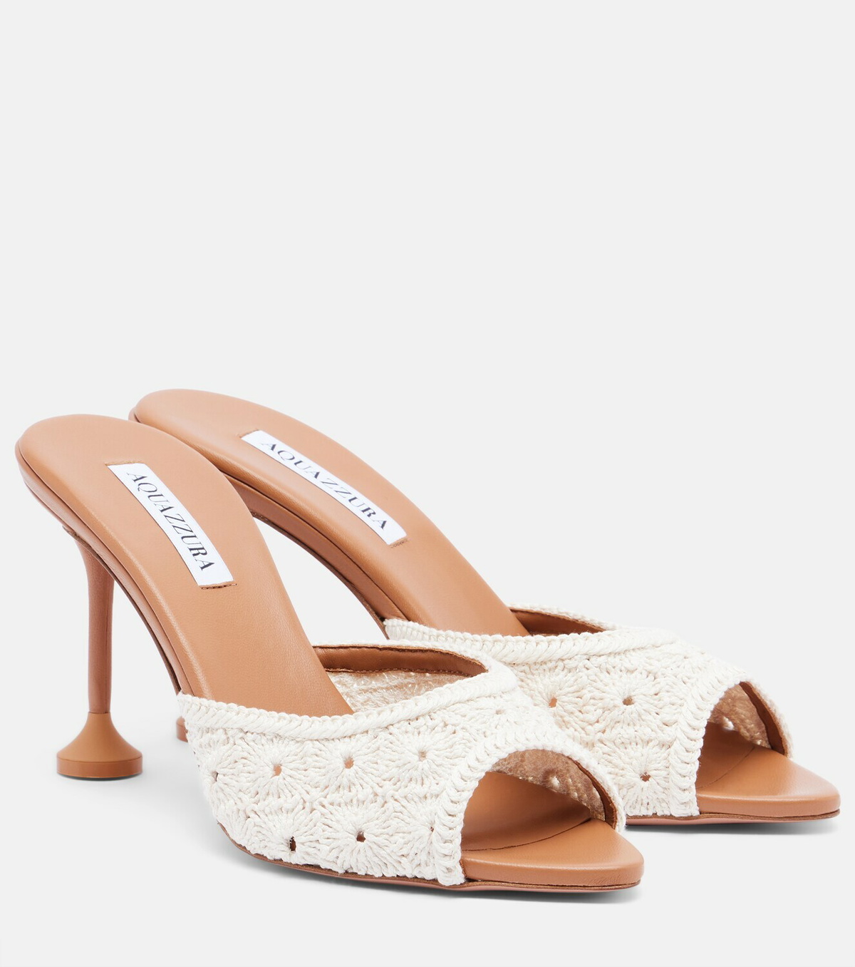 Aquazzura Loom macramé mules