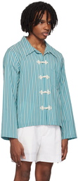 Bode Blue Shore Stripe Shirt