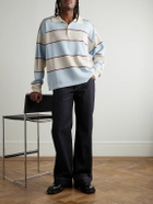 McQueen - Oversized Embroidered Piqué Rugby Shirt - Blue