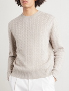 Dunhill - Cable-Knit Cashmere and Linen-Blend Sweater - Neutrals