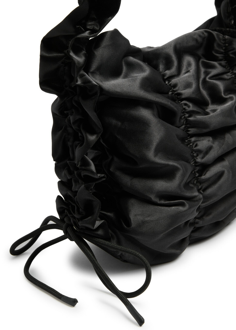 Damson Madder Ruched Satin Shoulder bag - Black - One Size