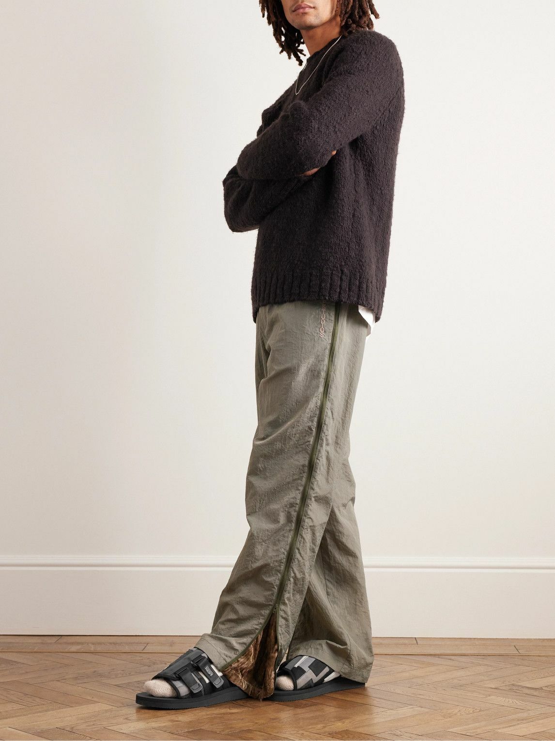 Suicoke - ZAVO-VS Webbing-Trimmed Suede Mules - Black