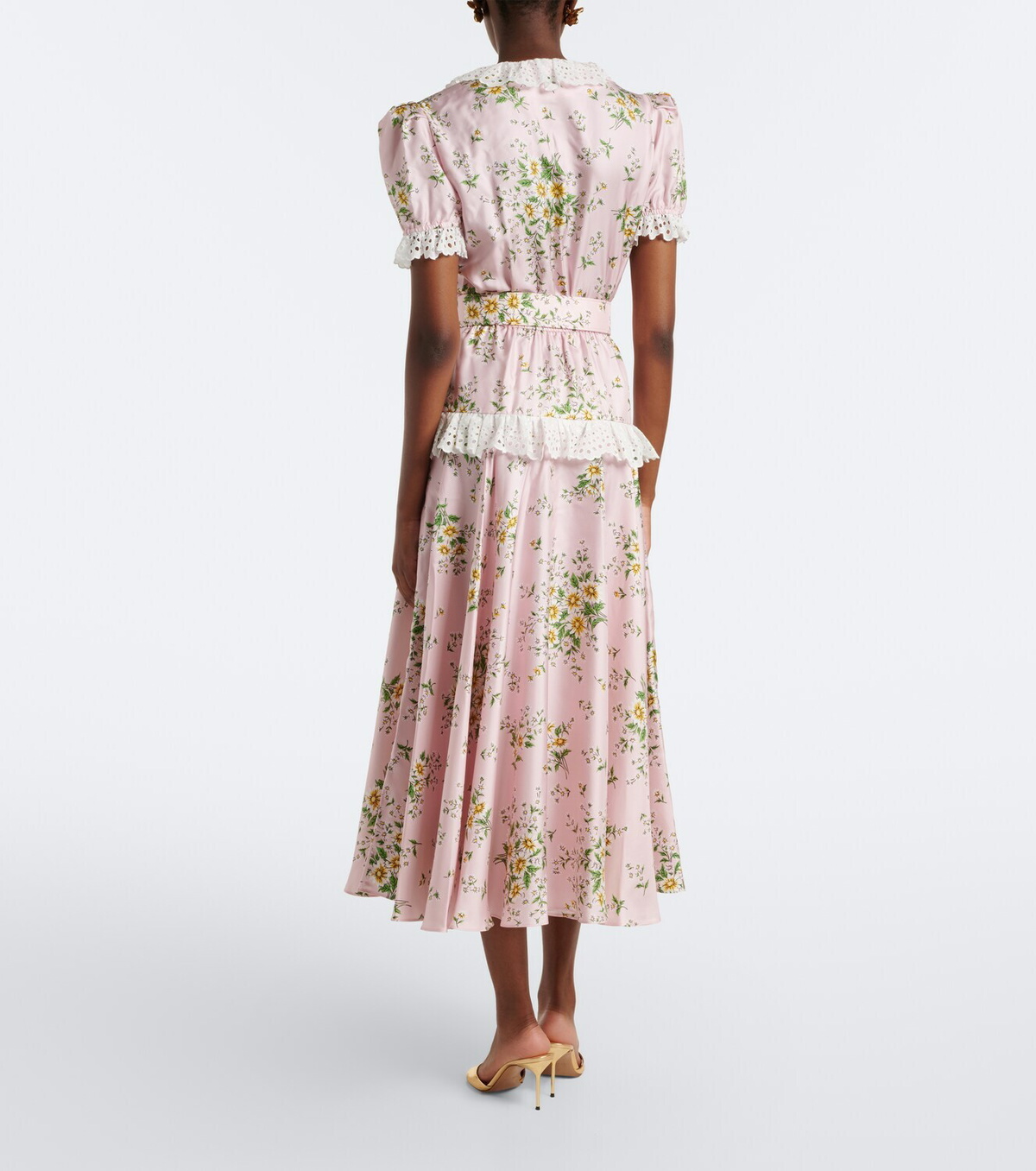 Rodarte Belted floral silk twill midi dress