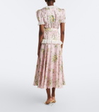 Rodarte Belted floral silk twill midi dress