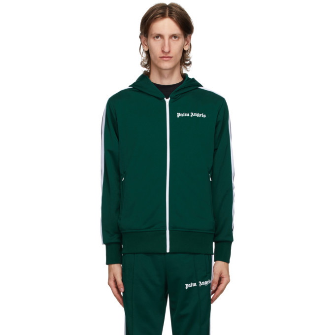 Photo: Palm Angels Green Hooded Classic Track Jacket