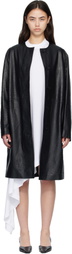 Loulou de Saison Black YARI Ostrich-Effect Leather Coat