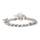 Givenchy Silver Long Pearl Chain Bracelet