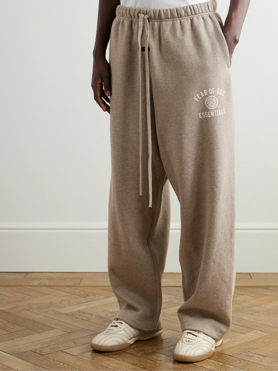 FEAR OF GOD ESSENTIALS - Straight-Leg Logo-Appliquéd Cotton-Blend Jersey Sweatpants - Neutrals