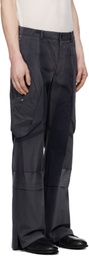 JiyongKim Blue Sun-Bleached Draped Pocket Trousers