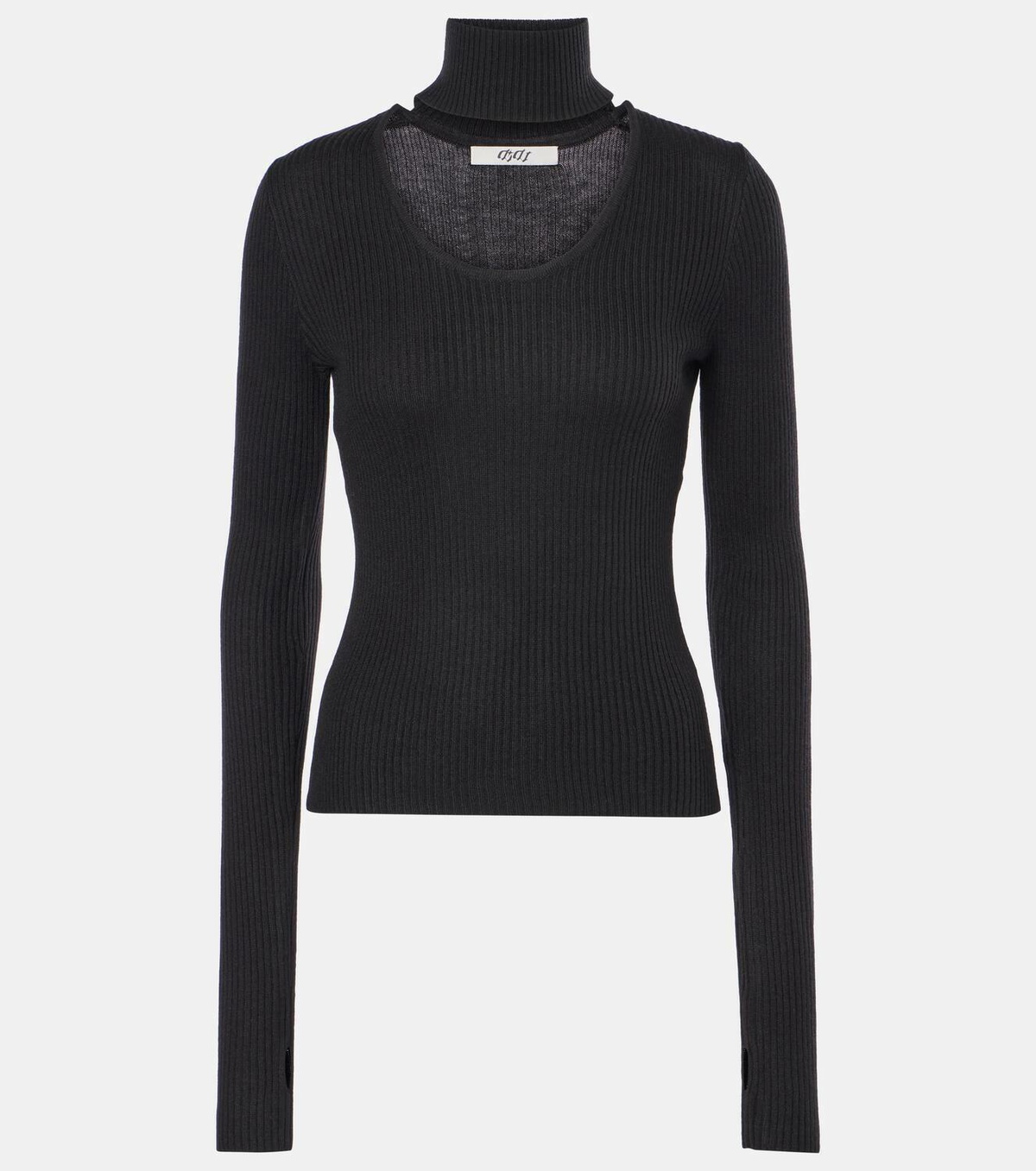 Didu Cutout ribbed-knit turtleneck top