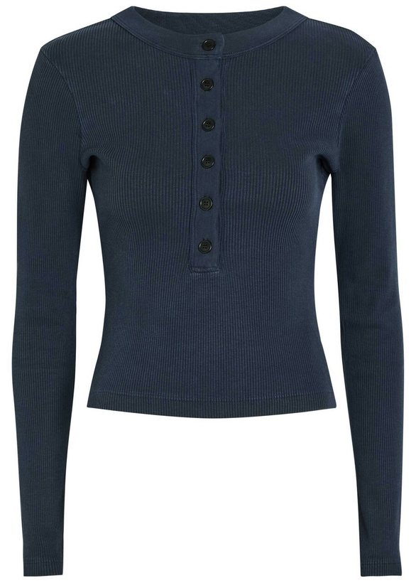 Photo: Citizens OF Humanity Varra Ribbed Cotton-blend Henley top Navy