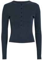 Citizens OF Humanity Varra Ribbed Cotton-blend Henley top Navy