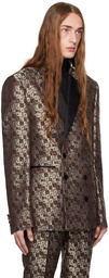 Dries Van Noten Brown Double-Breasted Blazer