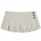 Danielle Guizio Women's Pleated Micro Mini Skirt in Light Grey Plaid