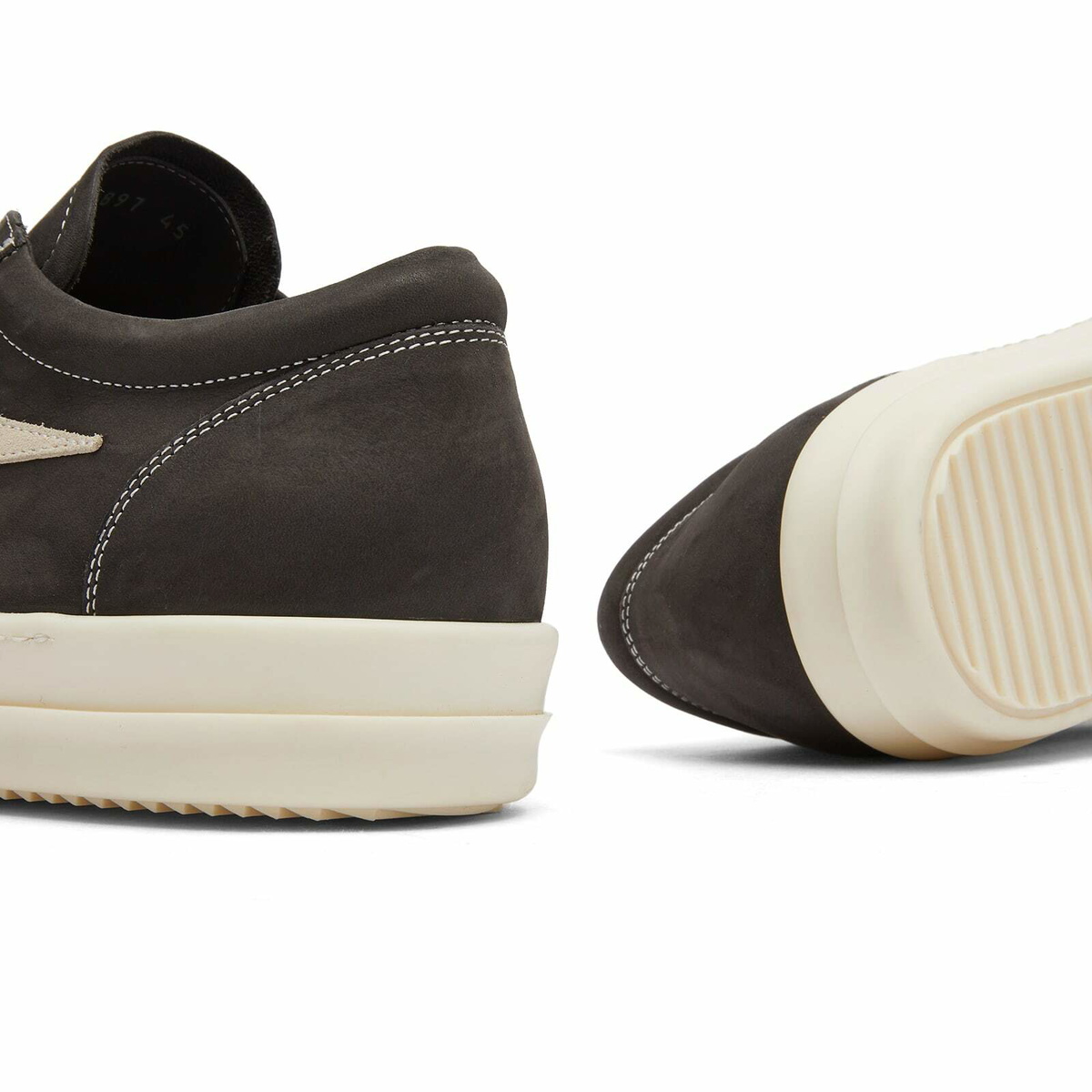 Rick Owens Men's Suede Vintage Sneaks in Dark Dust/Milk Rick Rick Owens Men's Suede Vintage Sneaks in Dark Dust/Milk Rick