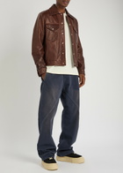 Second Layer Trucker Leather Jacket Brown