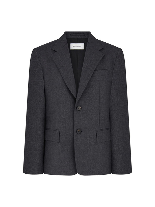 Photo: Ferragamo Mens Single-breasted pure wool blazer in Grey