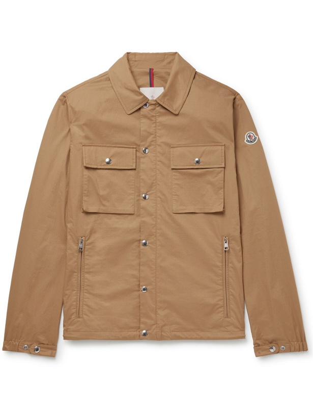 Photo: MONCLER - Astruc Logo-Appliquéd Cotton-Ripstop Overshirt - Brown - 4