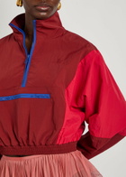 Saint Laurent Colour-blocked Shell Cropped Jacket Dark Red