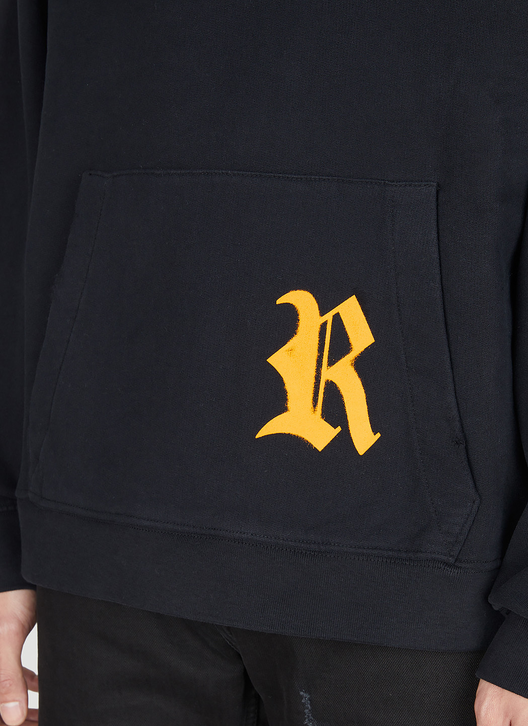 Raf Simons Destroyed Logo Patch Hooded Sweatshirt
