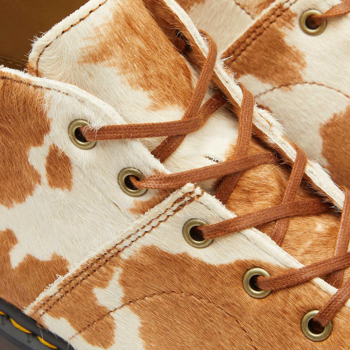 Dr. Martens Women's Church Jersey Cow Print Hair On Boots in Brown