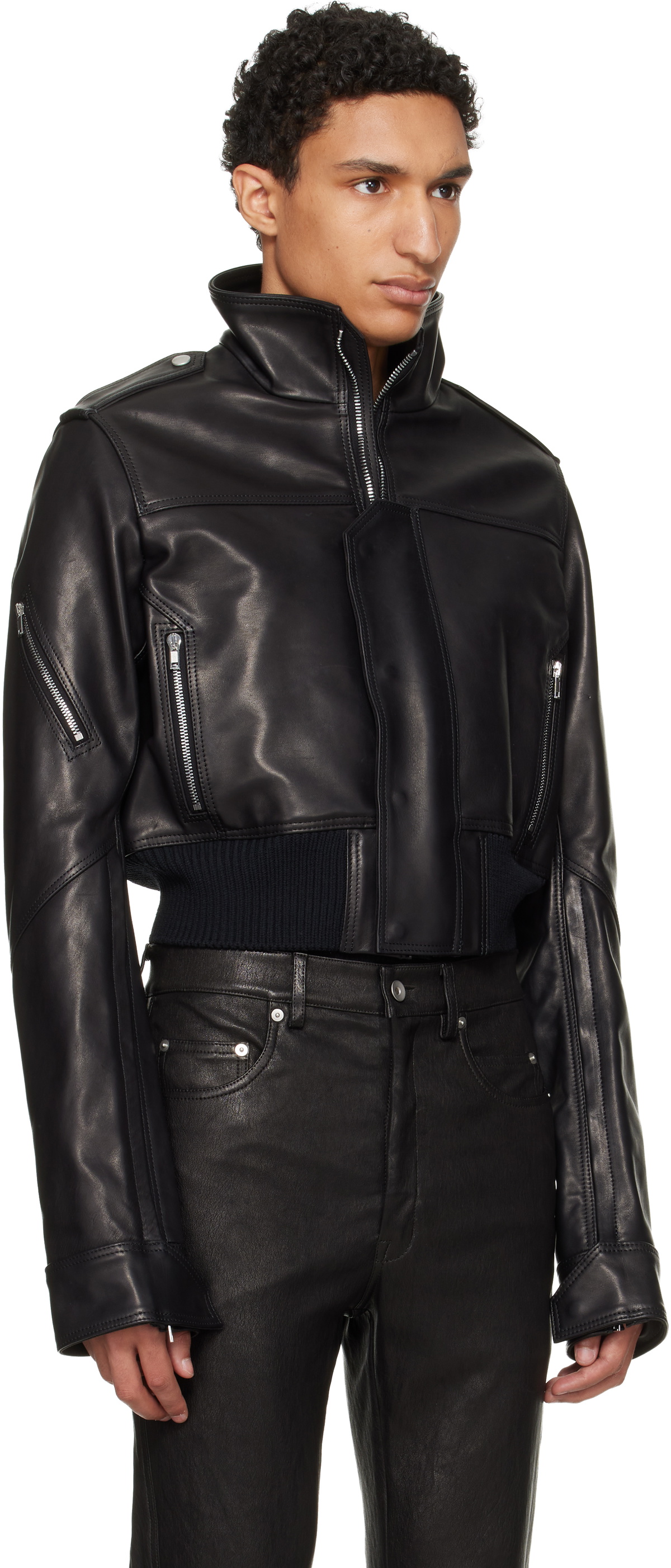 Rick Owens Black 'SUICIDE' Edition Temple Rev Leather Jacket