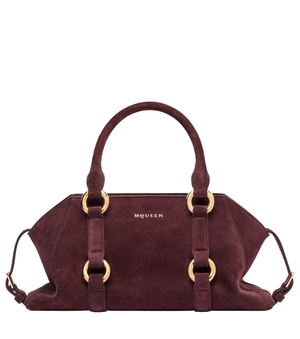 Alexander McQueen Burgundy Leather Mini T-bar Handbag