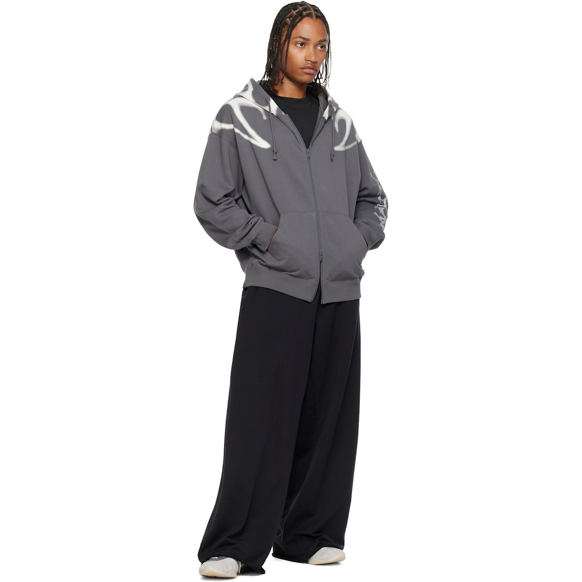 Y-3 Gray Chito Edition Graphic Zipper Hoodie