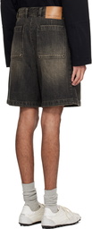 WOOYOUNGMI Gray One-Tuck Washed Denim Shorts