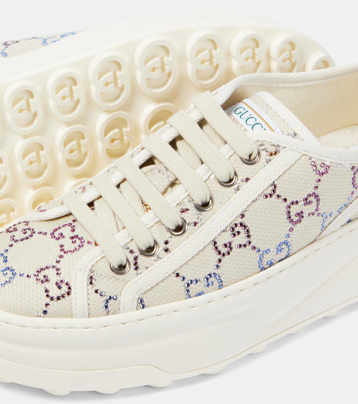 Gucci GG embellished lamé platform sneakers Gucci