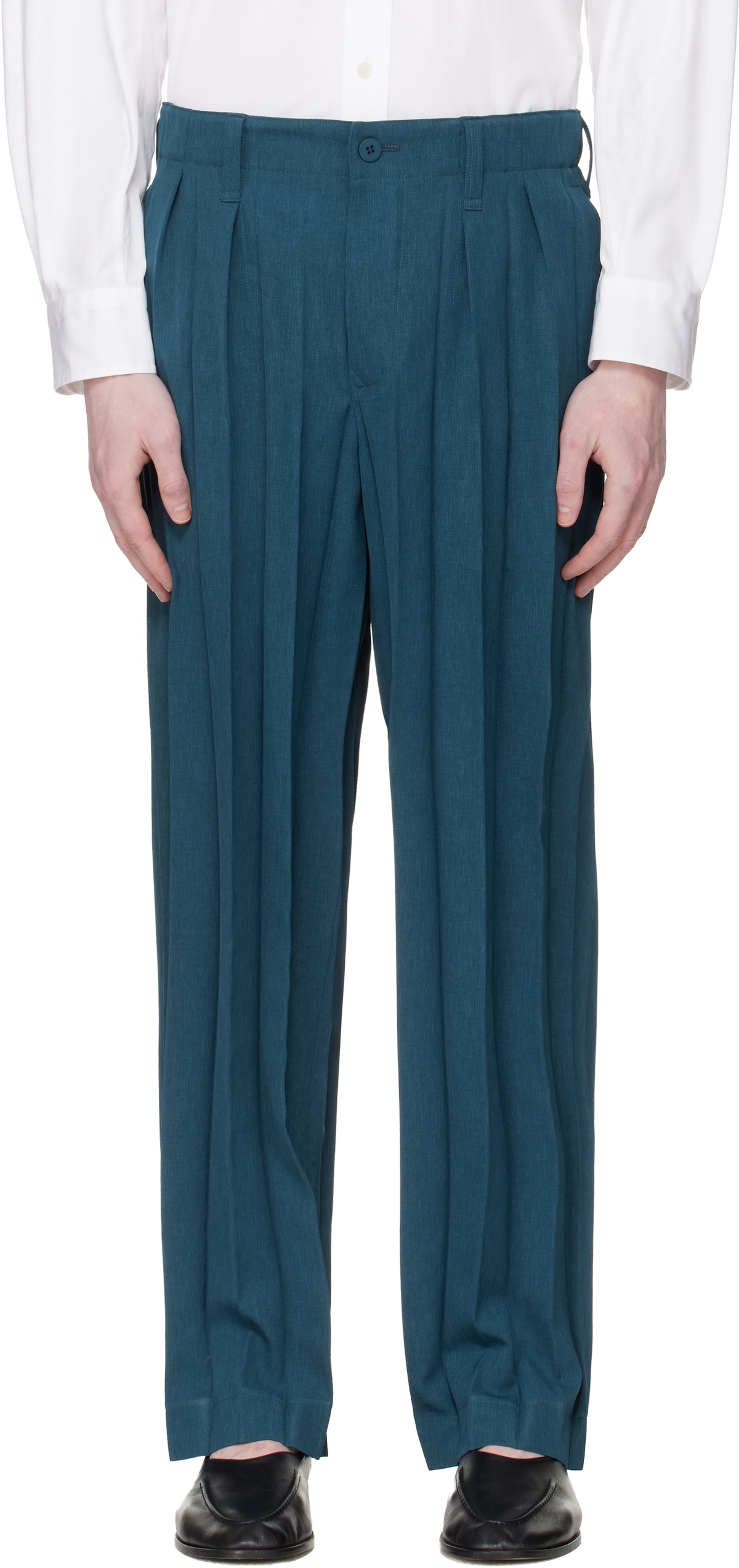 Homme Plissé Issey Miyake Green Serrate Trousers Homme Plisse