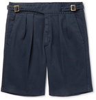 Rubinacci - Manny Pleated Stretch-Cotton Twill Shorts - Men - Navy