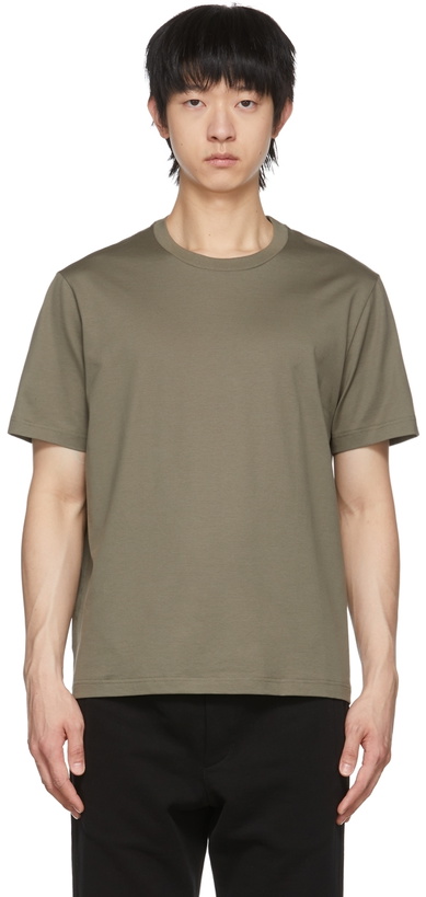 Photo: Brioni Khaki Cotton Gassed T-Shirt