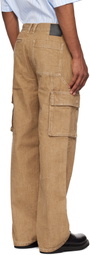 le PÈRE Tan Peek-A-Boo Denim Cargo Pants