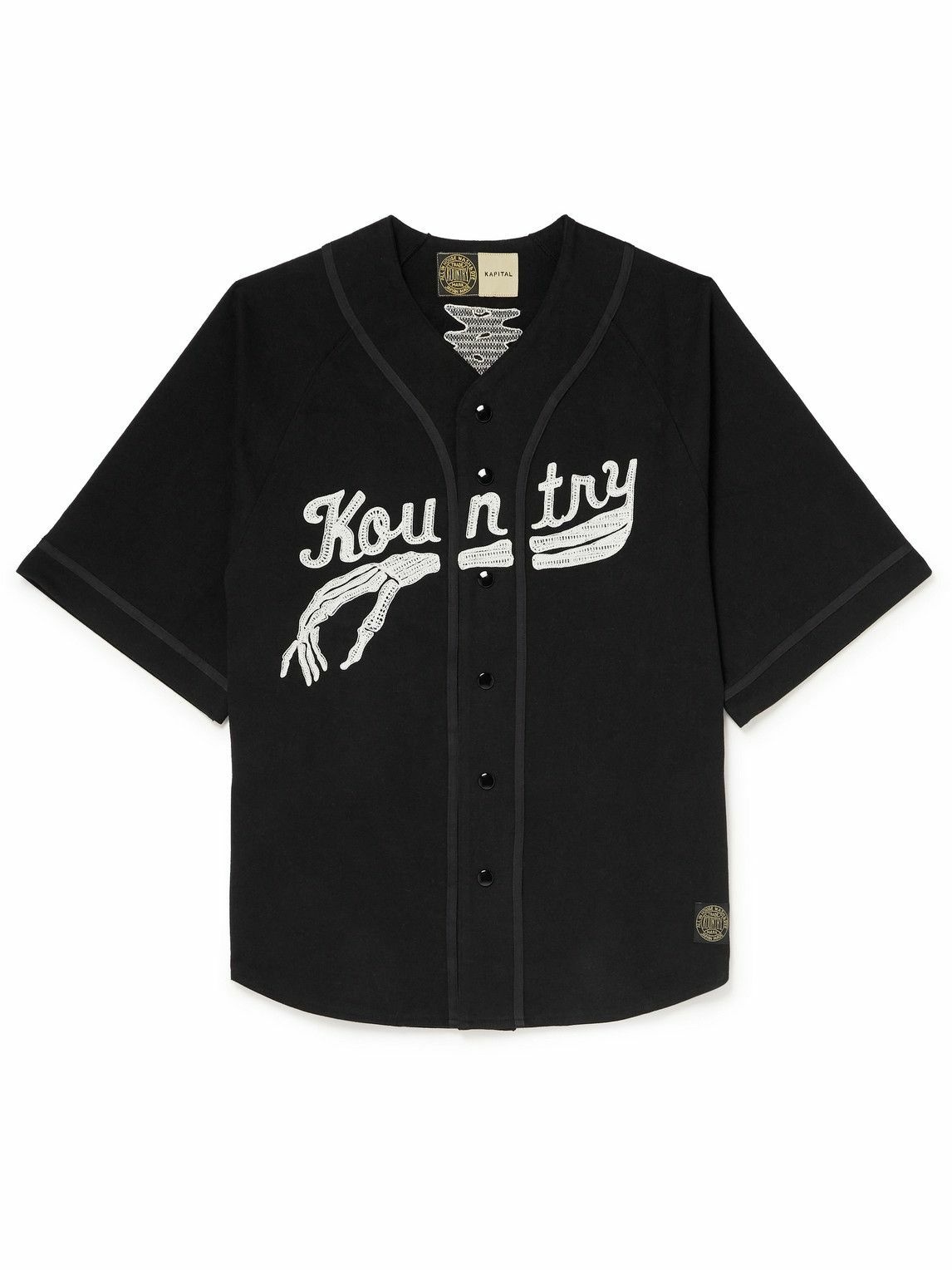 KAPITAL - Oversized Logo-Appliquéd Cotton-Jersey Shirt - Black KAPITAL