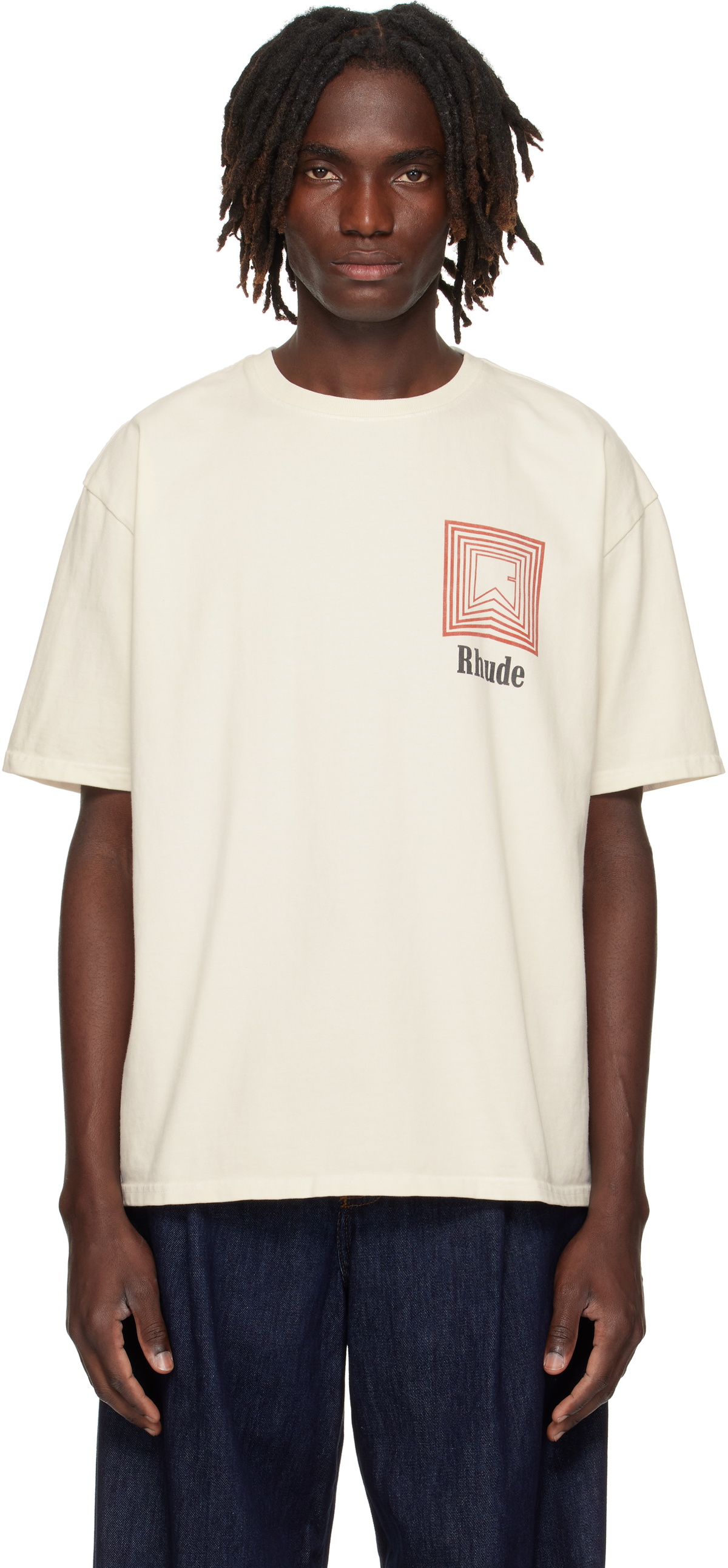 【関税込み】Rhude オフホワイト 'Rhude' Cadre Tシャツ Off-White 'Rhude' Cadre T-shirt by Rhude on Sale