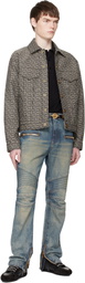 BALMAIN Black Calfskin T-Bar Belt