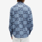Gucci Men's Jumbo GG Check Shirt in Azure/Blue