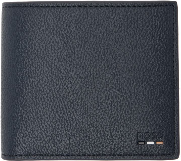 Photo: BOSS Navy Grained Faux-Leather Wallet