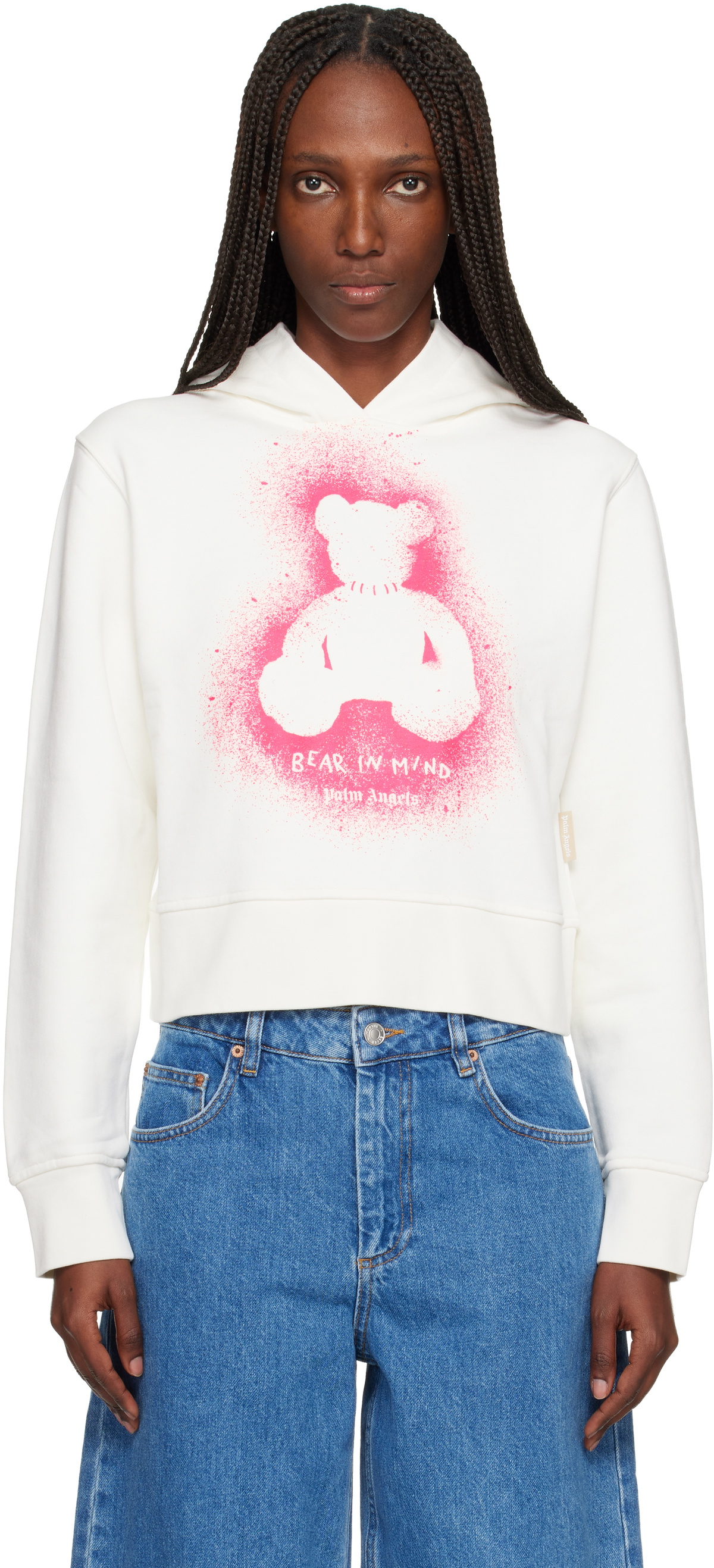 Palm Angels Purple Sprayed Bear Hoodie Palm Angels