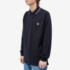 Stone Island Men's Long Sleeve Patch Polo Shirt in Navy Blue