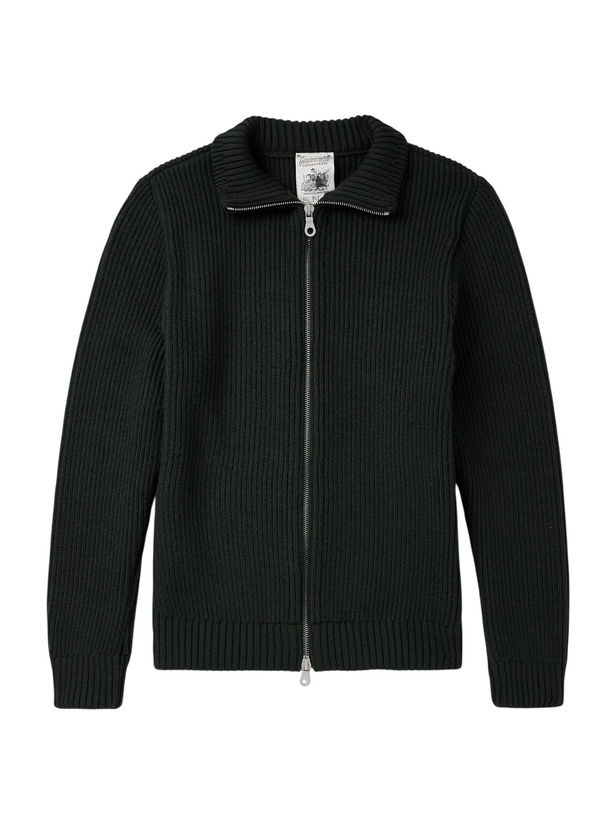 Photo: S.N.S. Herning - Virgin Wool Zip-Up Cardigan - Green