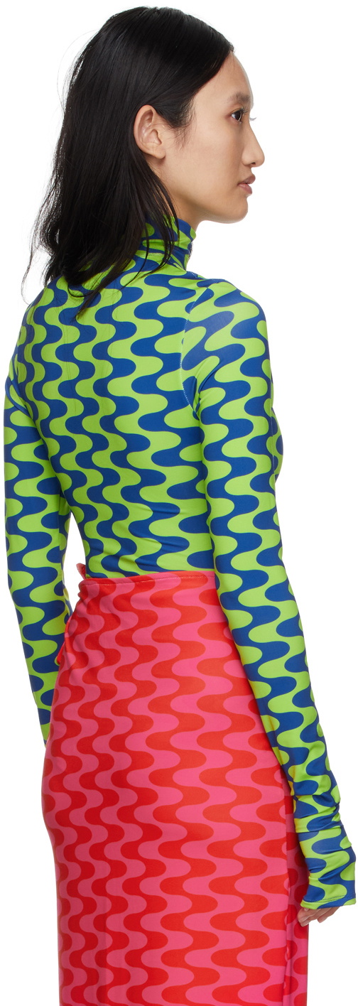 FENSI SSENSE Exclusive Green & Blue Waves Bodysuit