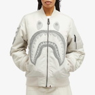 A Bathing Ape Women's Shark Nylon Ma-1 Bomber Jacket in Gray 