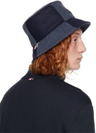 Thom Browne Navy Logo Patch Bucket Hat